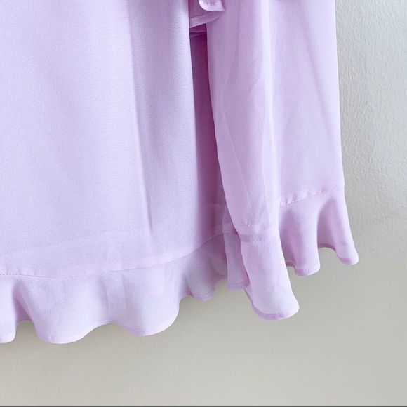 NANETTE LEPORE sheer lilac ruffle tied blouse Smal - Picture 4 of 5